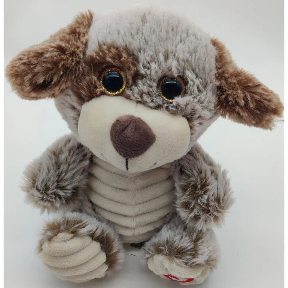 Kellytoy Brown Puppy Dog Ribbed Cream Valentine's Heart Foot Plush Toy 7